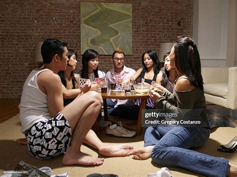 A group of young amateurs playing strip poker